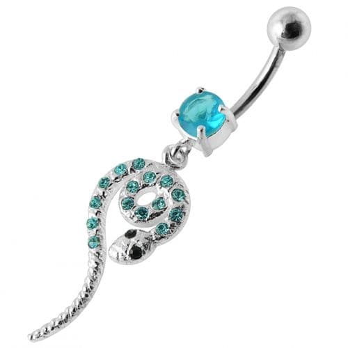 Snake Jeweled Dangling Belly Ring - Monster Piercing