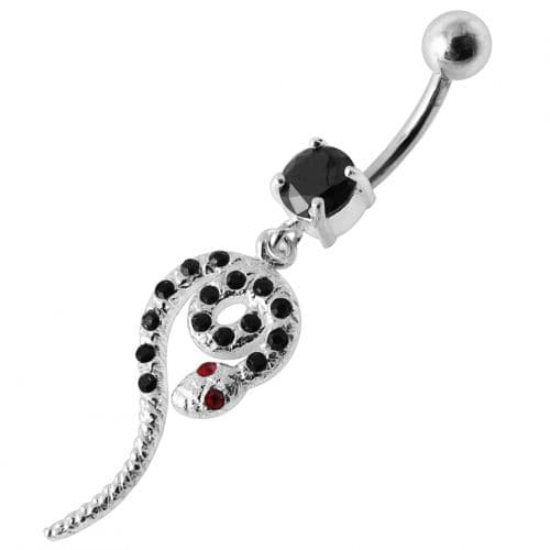 Snake Jeweled Dangling Belly Ring - Monster Piercing