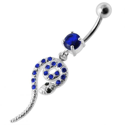 Snake Jeweled Dangling Belly Ring - Monster Piercing