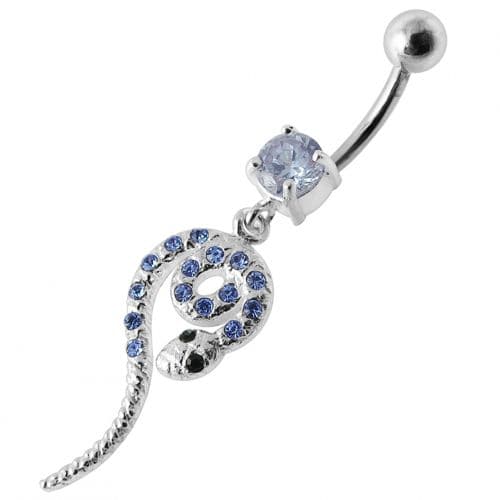 Snake Jeweled Dangling Belly Ring - Monster Piercing