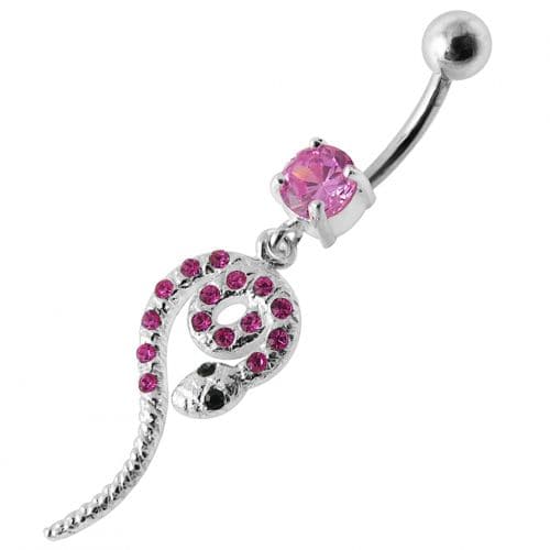 Snake Jeweled Dangling Belly Ring - Monster Piercing