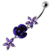 Center Rose Jeweled Dangling Belly Ring - Monster Piercing