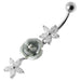 Center Rose Jeweled Dangling Belly Ring - Monster Piercing