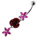 Center Rose Jeweled Dangling Belly Ring - Monster Piercing