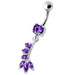 Fancy Silver Dangling Curved Bar Belly Ring - Monster Piercing