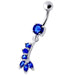 Fancy Silver Dangling Curved Bar Belly Ring - Monster Piercing