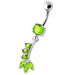 Fancy Silver Dangling Curved Bar Belly Ring - Monster Piercing