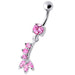 Fancy Silver Dangling Curved Bar Belly Ring - Monster Piercing