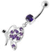 Fancy Butterfly Jeweled Silver Dangling Belly Ring - Monster Piercing