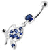 Fancy Butterfly Jeweled Silver Dangling Belly Ring - Monster Piercing