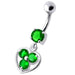 Jeweled Silver Heart Dangling SS Curved Bar Banana Belly Ring - Monster Piercing