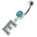 Alphabet "E" Jeweled Dangling Belly Ring - Monster Piercing