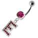 Alphabet "E" Jeweled Dangling Belly Ring - Monster Piercing