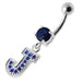 Alphabet "J" Jeweled Dangling Belly Ring - Monster Piercing