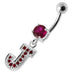 Alphabet "J" Jeweled Dangling Belly Ring - Monster Piercing