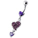 Heart Jeweled Dangling Belly Ring - Monster Piercing