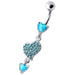 Heart Jeweled Dangling Belly Ring - Monster Piercing