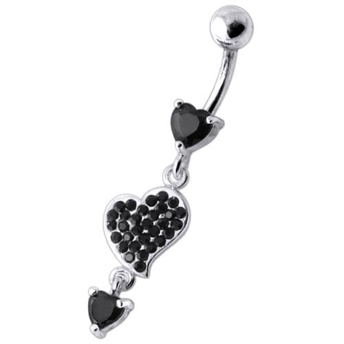 Heart Jeweled Dangling Belly Ring - Monster Piercing