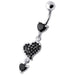 Heart Jeweled Dangling Belly Ring - Monster Piercing