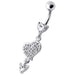 Heart Jeweled Dangling Belly Ring - Monster Piercing