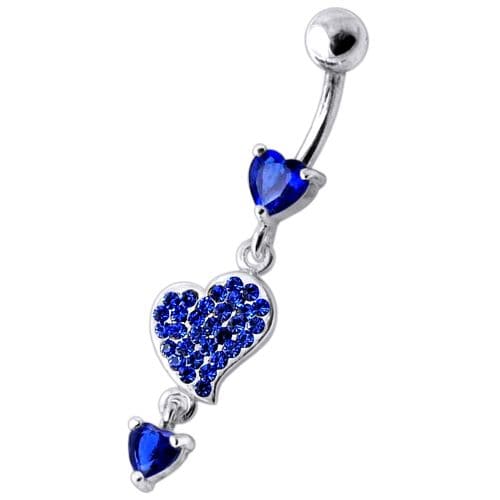 Heart Jeweled Dangling Belly Ring - Monster Piercing