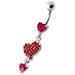 Heart Jeweled Dangling Belly Ring - Monster Piercing