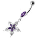 Fancy Star Jeweled Silver Dangling Belly Ring - Monster Piercing