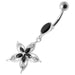 Fancy Star Jeweled Silver Dangling Belly Ring - Monster Piercing