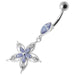 Fancy Star Jeweled Silver Dangling Belly Ring - Monster Piercing