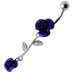 Double Rose Jeweled Dangling Belly Ring - Monster Piercing