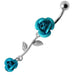 Double Rose Jeweled Dangling Belly Ring - Monster Piercing