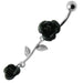 Double Rose Jeweled Dangling Belly Ring - Monster Piercing