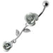 Double Rose Jeweled Dangling Belly Ring - Monster Piercing