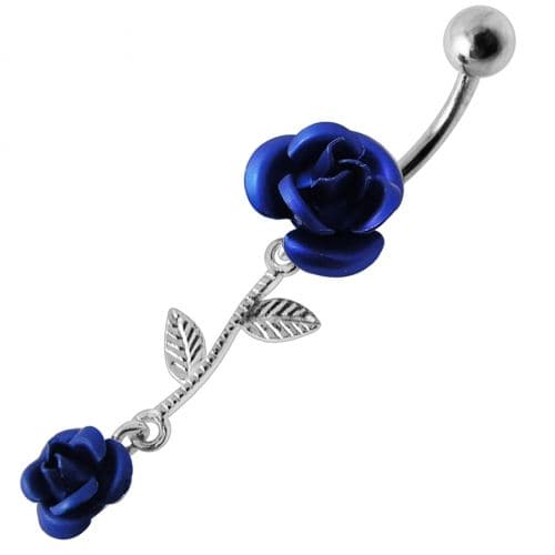 Double Rose Jeweled Dangling Belly Ring - Monster Piercing