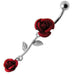 Double Rose Jeweled Dangling Belly Ring - Monster Piercing