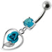 Rose in Heart Jeweled Dangling Belly Ring - Monster Piercing