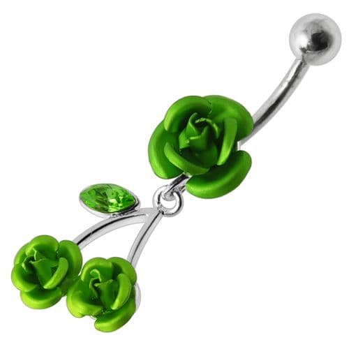 Jeweled Roses Dangling Belly Ring - Monster Piercing