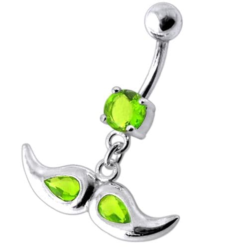 Jeweled mustache Dangling Belly Ring - Monster Piercing