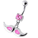 Jeweled mustache Dangling Belly Ring - Monster Piercing