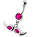 Jeweled mustache Dangling Belly Ring - Monster Piercing