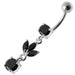 Silver Fancy Leaf Design Dangling Belly Ring - Monster Piercing