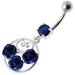 Fancy Multi Jeweled  ROSES Dangling Banana Bar Belly Ring - Monster Piercing