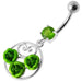 Fancy Multi Jeweled  ROSES Dangling Banana Bar Belly Ring - Monster Piercing