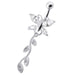 Butterfly Silver Dangling Belly Ring With SS Banana Bar - Monster Piercing