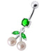 Fancy Mix Jeweled PEARL Dangling With Curved Navel Ring - Monster Piercing