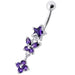 Fancy  Multi Flower Jeweled Dangling Navel Ring - Monster Piercing