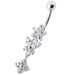 Fancy  Multi Flower Jeweled Dangling Navel Ring - Monster Piercing