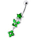 Fancy  Multi Flower Jeweled Dangling Navel Ring - Monster Piercing