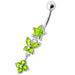 Fancy  Multi Flower Jeweled Dangling Navel Ring - Monster Piercing