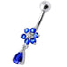 Fancy  Flower Silver Dangling With SS Belly Ring - Monster Piercing